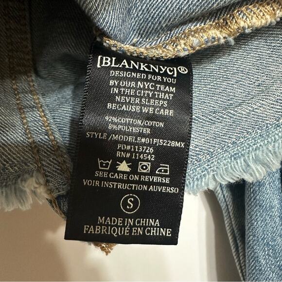 Blank NYC Heavily Distressed Denim Jean Jacket, Medium Wash, Small - Picture 14 of 16